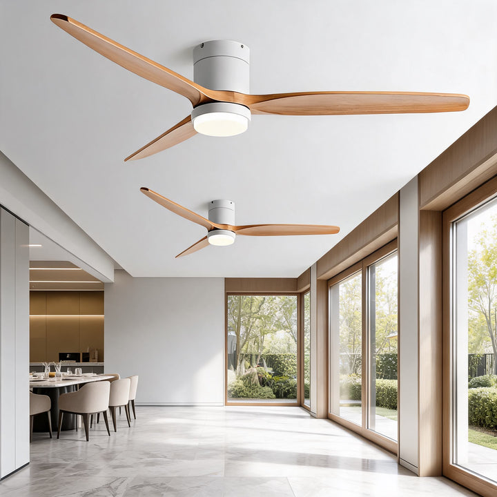 Modern Ceiling Fan with Light, Wood Blades, Remote Control & 6-Speed DC Motor