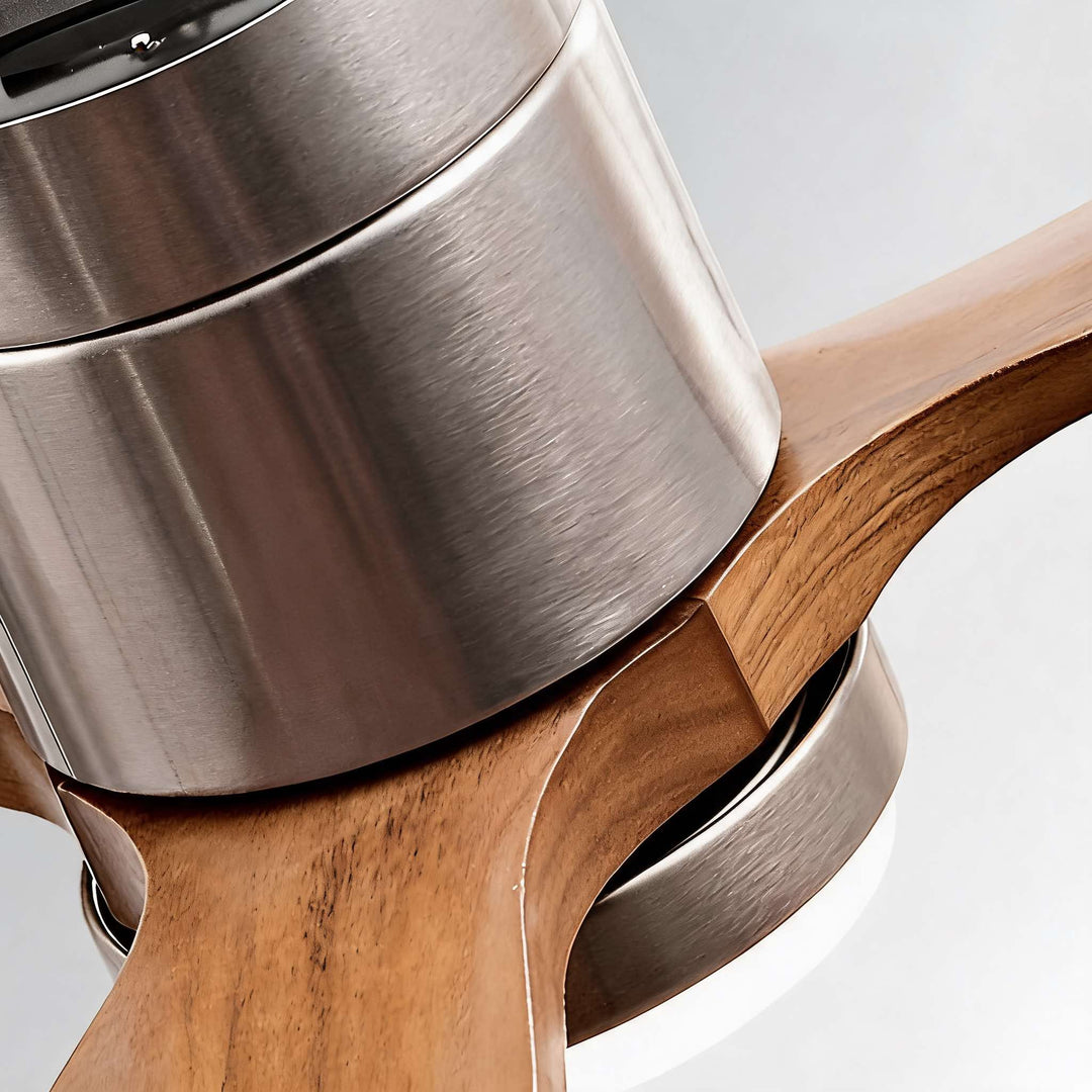 Modern Ceiling Fan with Light, Wood Blades, Remote Control & 6-Speed DC Motor