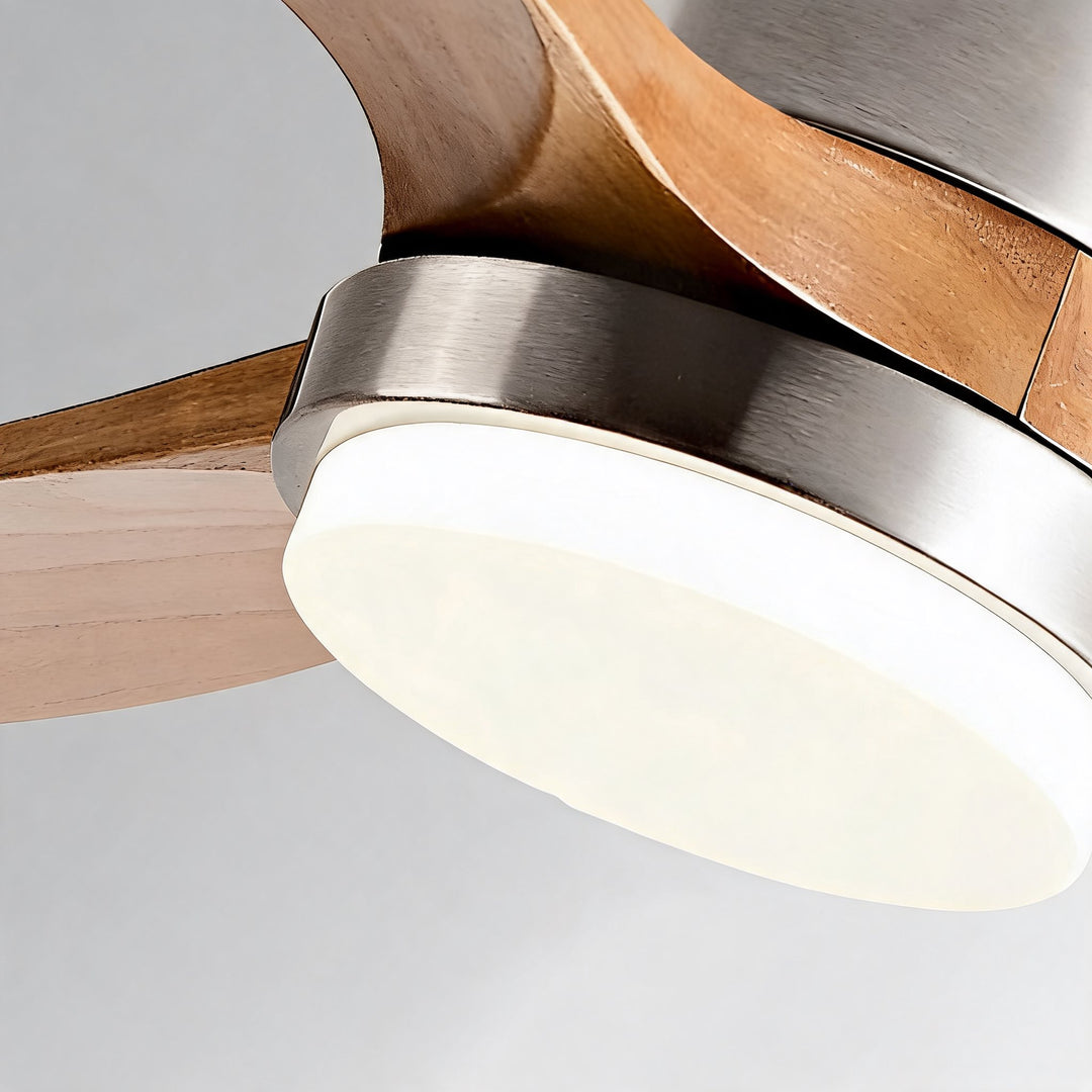 Modern Ceiling Fan with Light, Wood Blades, Remote Control & 6-Speed DC Motor