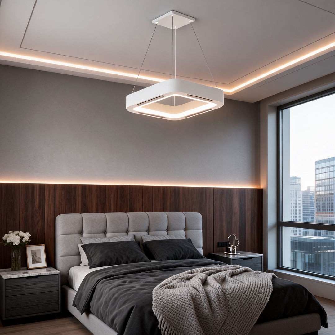 Bladeless Ceiling Fan with Light, Flush Mount Design, Dimmable LED & Remote Control