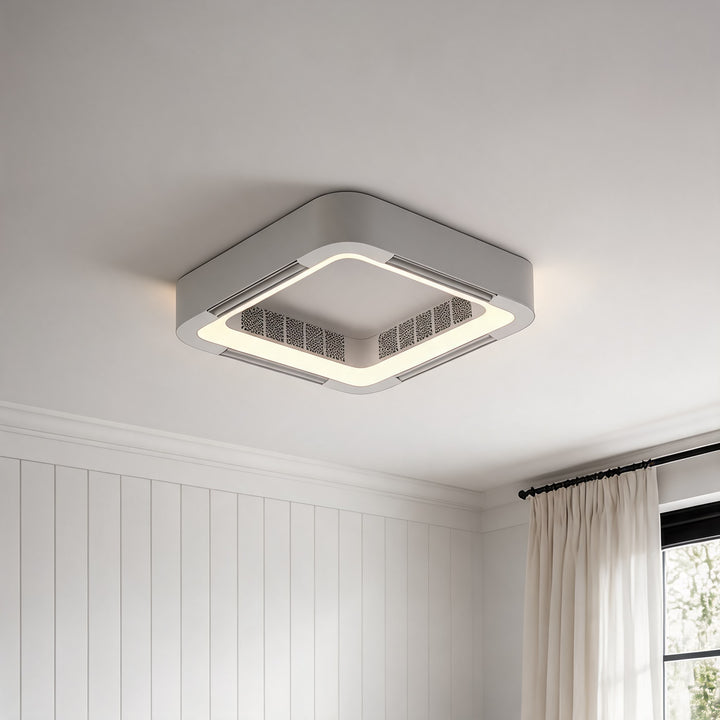 Bladeless Ceiling Fan with Light, Flush Mount Design, Dimmable LED & Remote Control