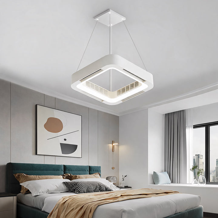 Bladeless Ceiling Fan with Light, Flush Mount Design, Dimmable LED & Remote Control