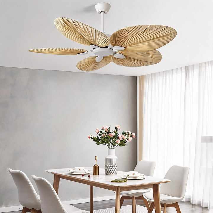 Palm Leaf Ceiling Fan with Light, Remote Control & Reversible Airflow
