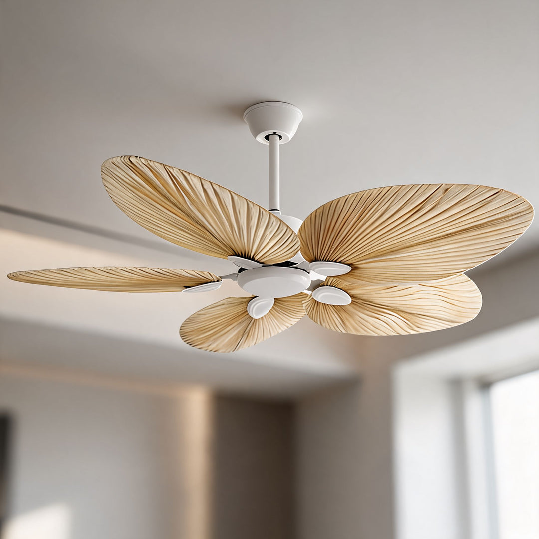Palm Leaf Ceiling Fan with Light, Remote Control & Reversible Airflow