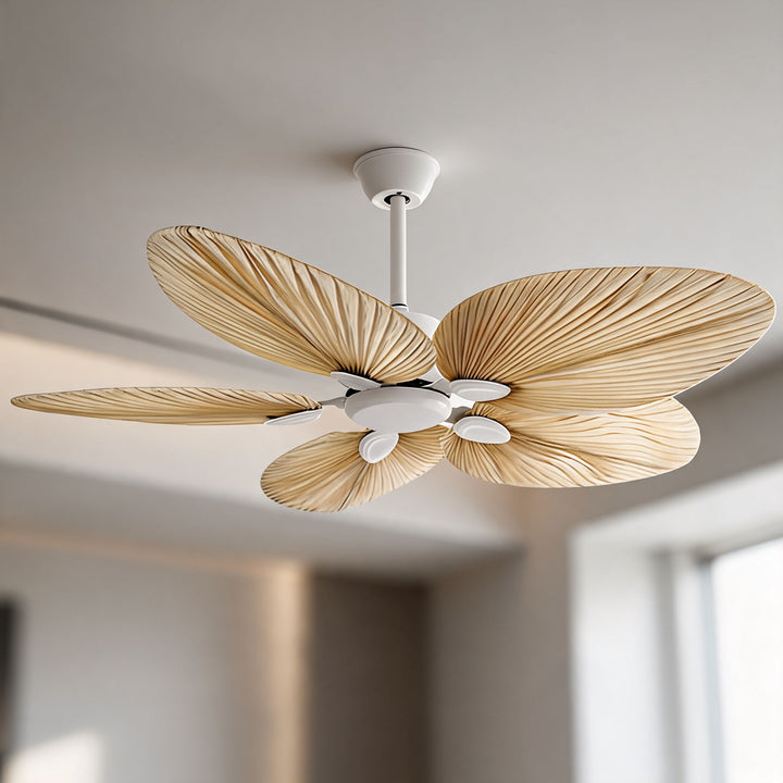 Palm Leaf Ceiling Fan with Light, Remote Control & Reversible Airflow