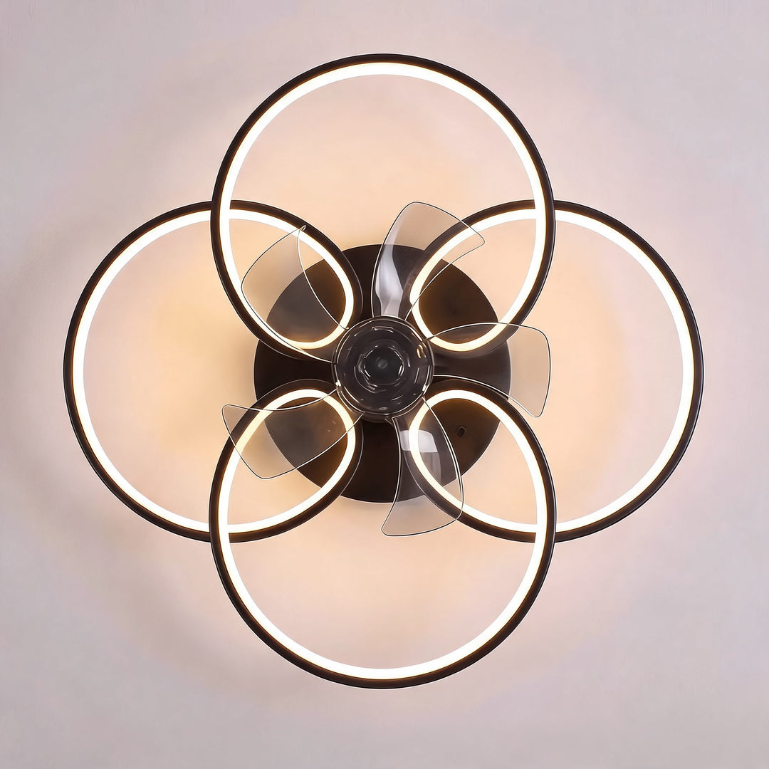 Flush Mount Ceiling Fan with Light, Dimmable LED, Remote Control & Flower Design