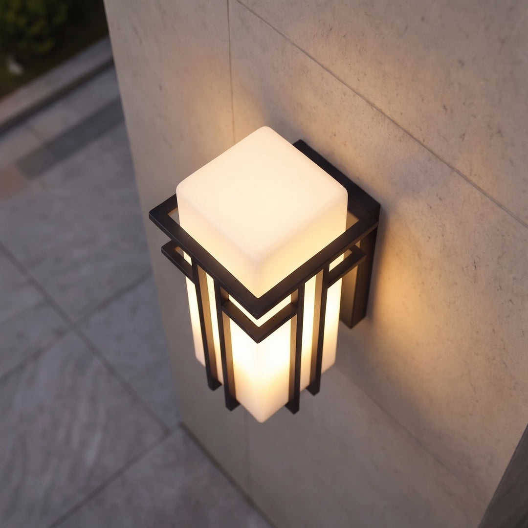 Industrial Outdoor Wall Light Weatherproof Fixture Matte Black Iron and Glass for Gardens and Patios
