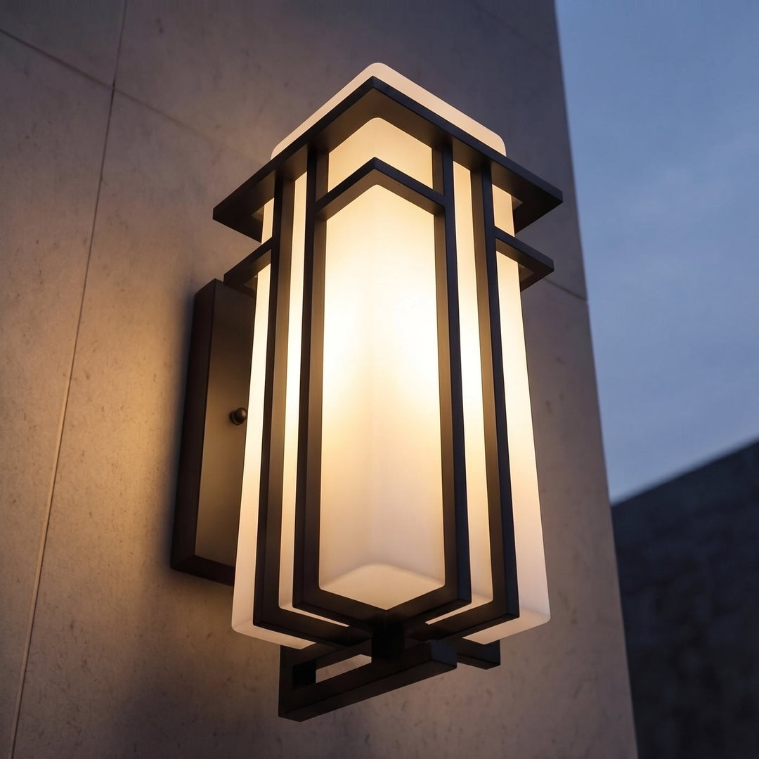 Industrial Outdoor Wall Light Weatherproof Fixture Matte Black Iron and Glass for Gardens and Patios