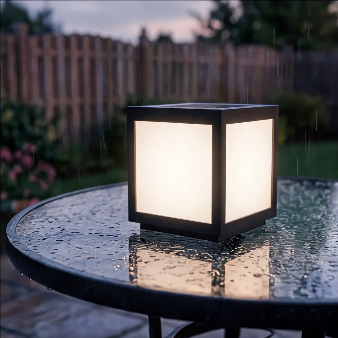 Solar Outdoor Lighting Modern Square Pillar Light Wall Mounted Stainless Steel LED Fixture