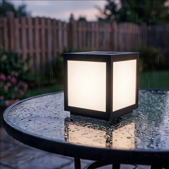 Solar Outdoor Lighting Modern Square Pillar Light Wall Mounted Stainless Steel LED Fixture