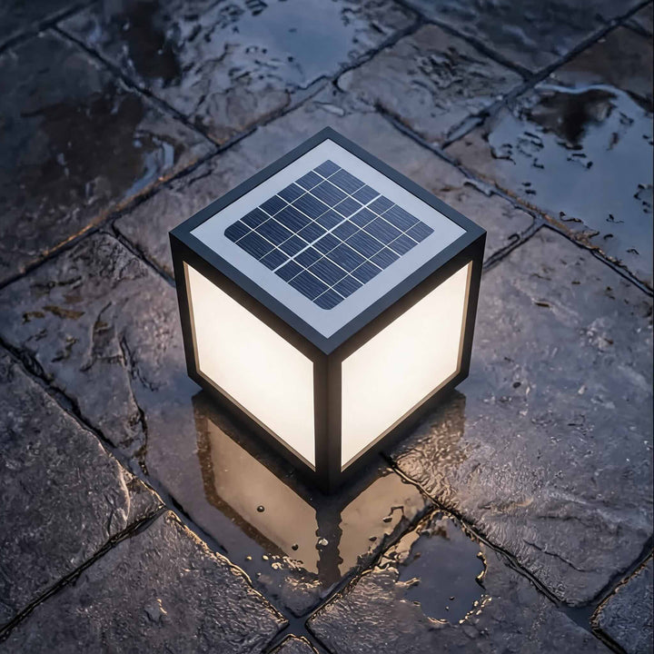 Solar Outdoor Lighting Modern Square Pillar Light Wall Mounted Stainless Steel LED Fixture