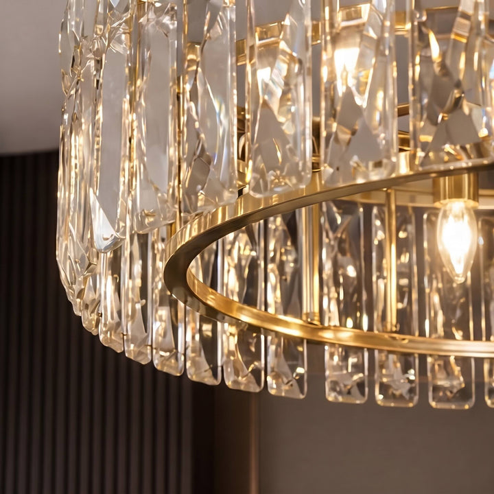Modern Ceiling Fan Light Crystal Shade Flush Mount Metal Dimmable E12 Bulbs Adjustable Speed