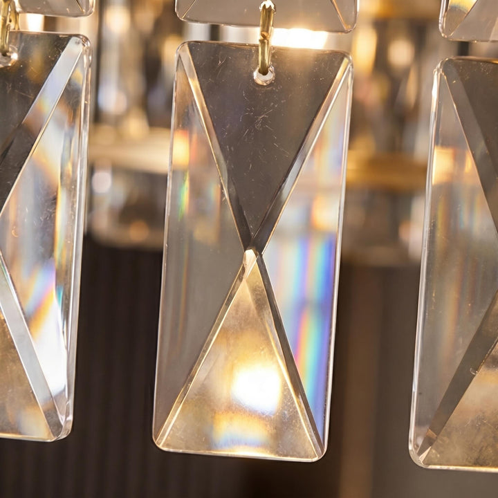 Modern Ceiling Fan Light Crystal Shade Flush Mount Metal Dimmable E12 Bulbs Adjustable Speed