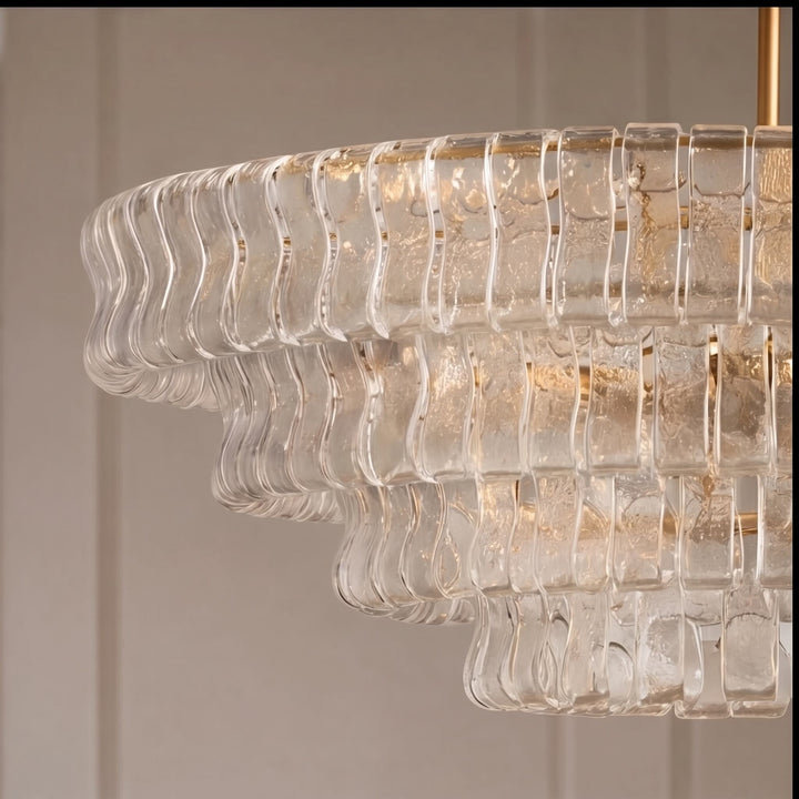 Modern Chandelier Light Adjustable Hanging Glass Steel 6 Bulb Dimmable Indoor Fixture