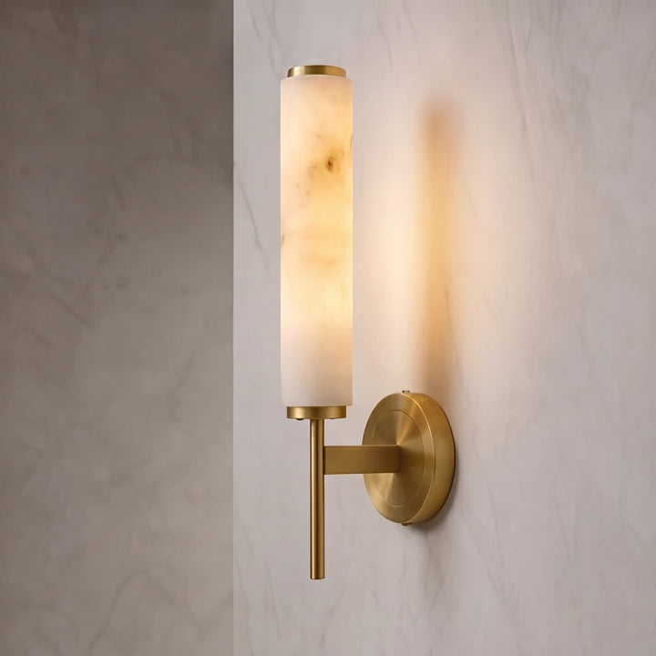 Modern Wall Sconce Lighting with Adjustable Alabaster Shade and Metal Fixture for Elegant Illumination