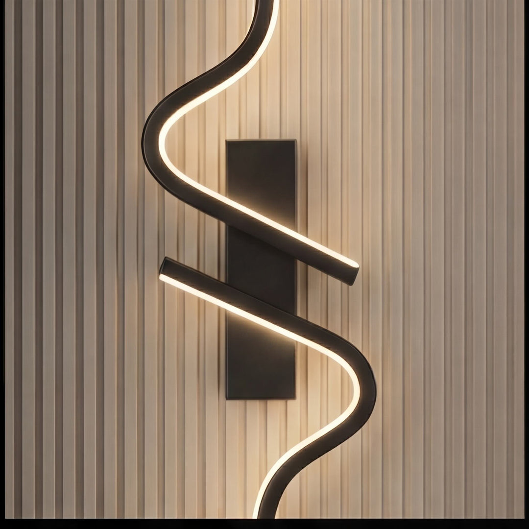 Modern Curved Wall Sconce Adjustable LED Wall Light Black Aluminum Three Color Temperatures