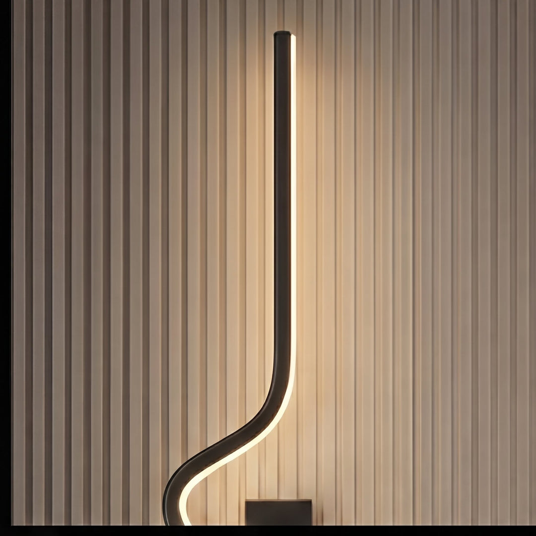 Modern Curved Wall Sconce Adjustable LED Wall Light Black Aluminum Three Color Temperatures