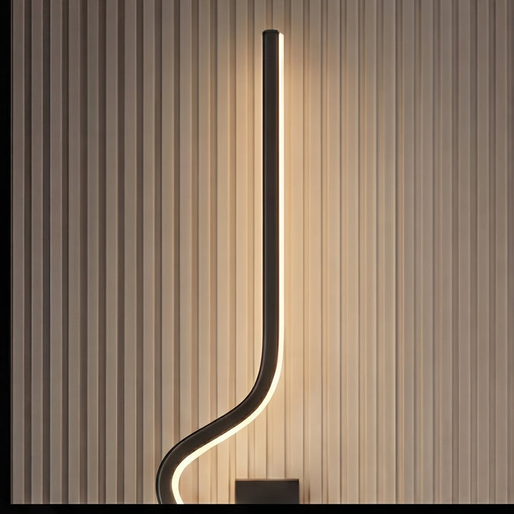 Modern Curved Wall Sconce Adjustable LED Wall Light Black Aluminum Three Color Temperatures