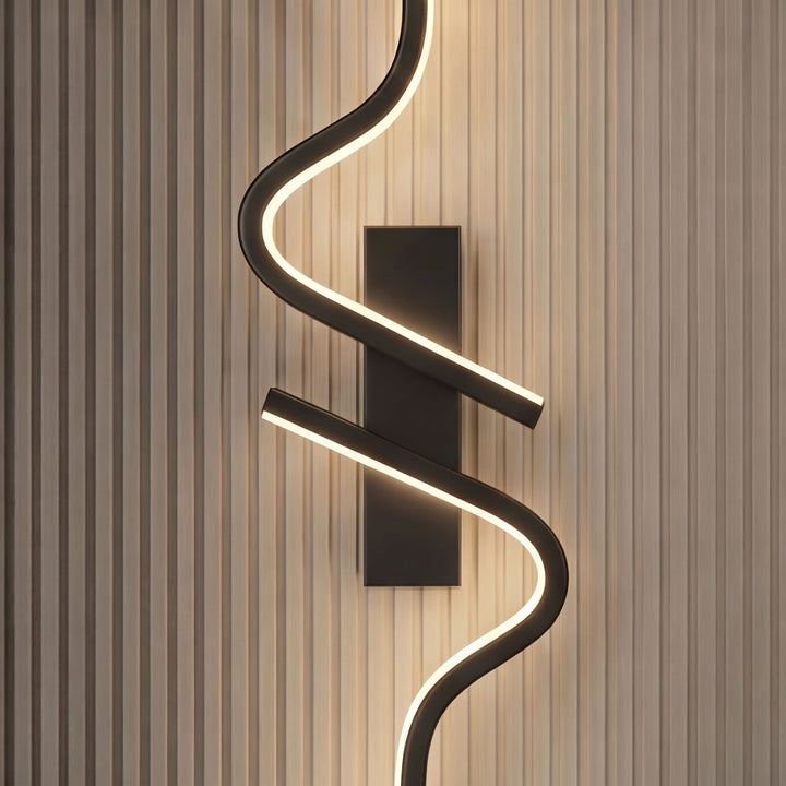 Modern Curved Wall Sconce Adjustable LED Wall Light Black Aluminum Three Color Temperatures