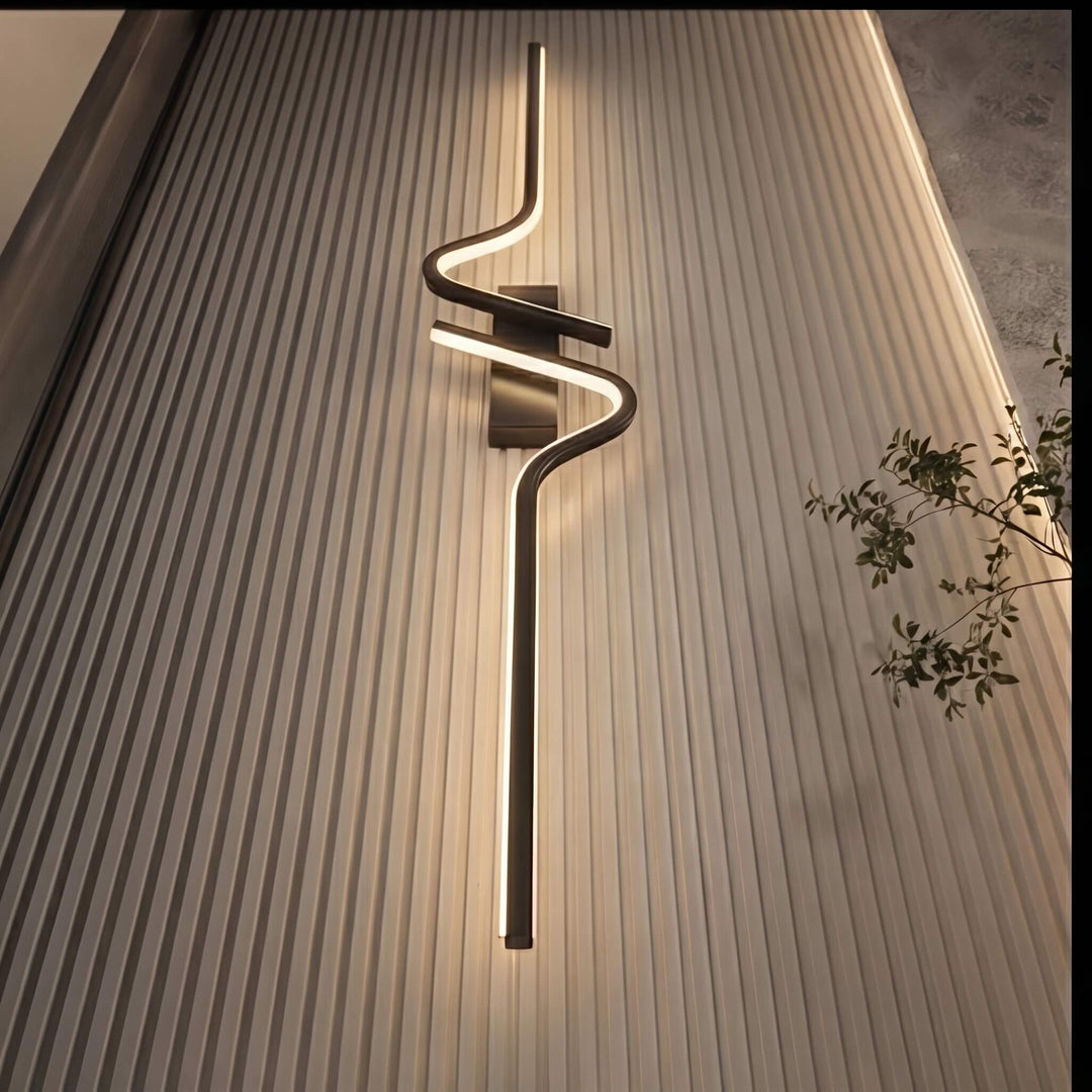 Modern Curved Wall Sconce Adjustable LED Wall Light Black Aluminum Three Color Temperatures