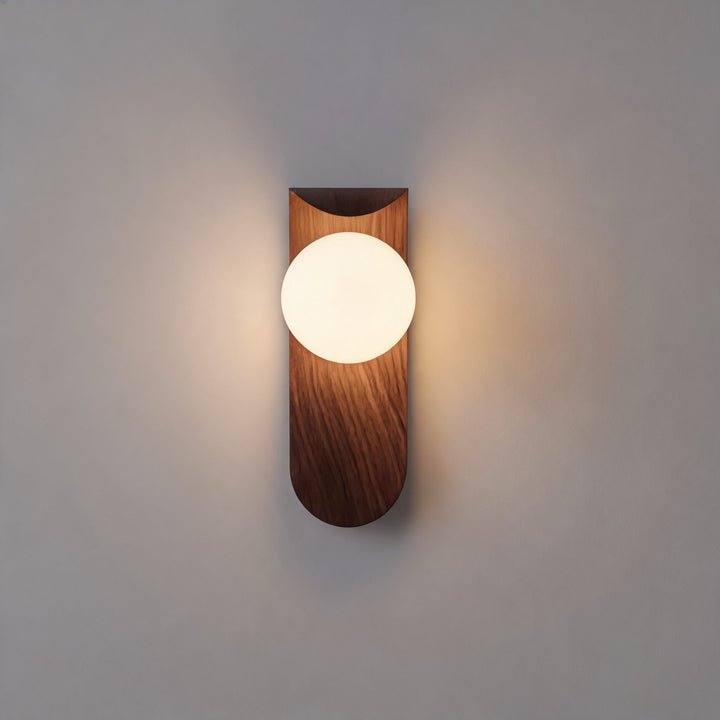 Modern Wall Light Wood Sconce with Opal Glass Shade Dimmable Hardwired for Elegant Interiors