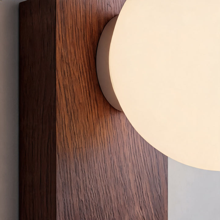 Modern Wall Light Wood Sconce with Opal Glass Shade Dimmable Hardwired for Elegant Interiors