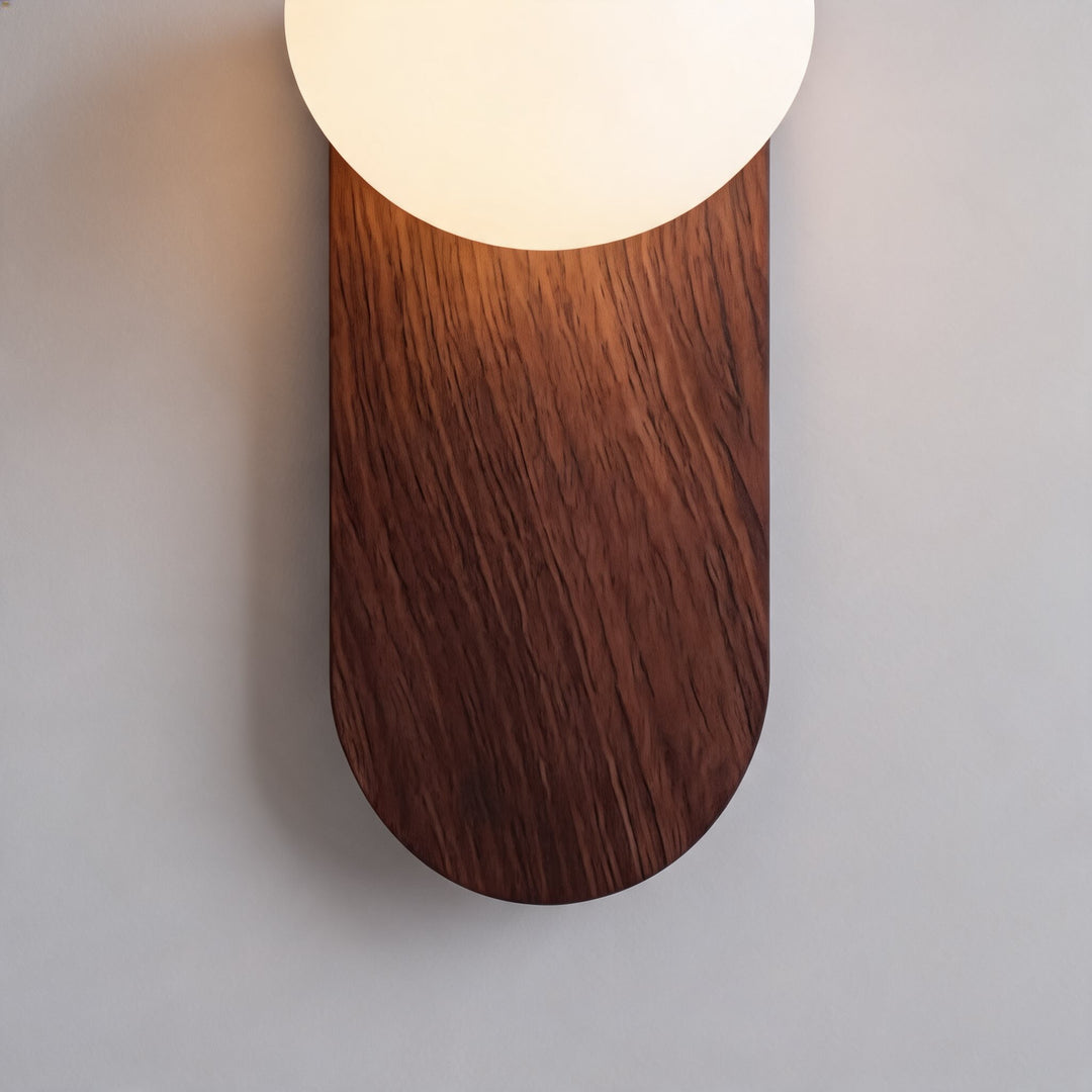 Modern Wall Light Wood Sconce with Opal Glass Shade Dimmable Hardwired for Elegant Interiors