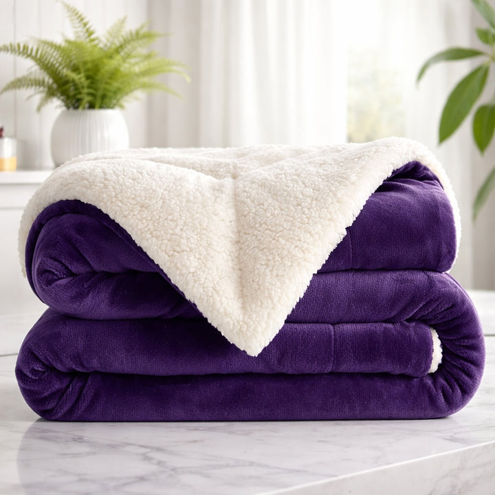 Reversible Sherpa Fleece Throw Blanket Large Soft Fluffy Warm for All Seasons Indoor Outdoor Use