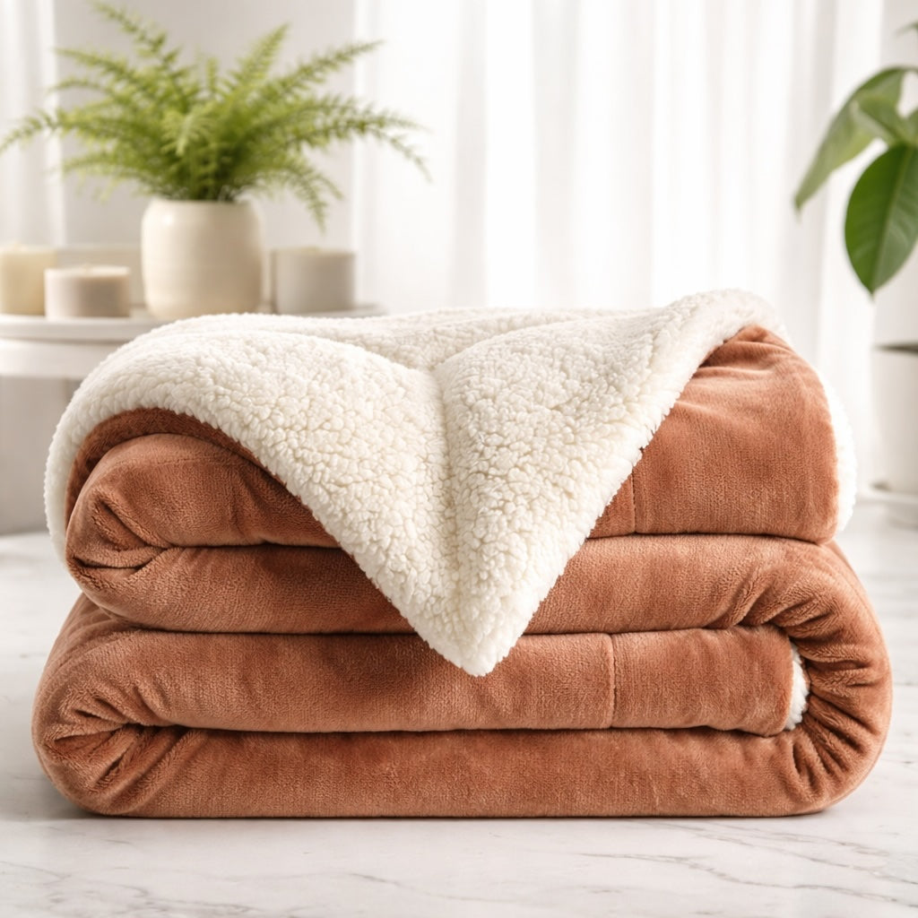 Reversible Sherpa Fleece Throw Blanket Large Soft Fluffy Warm for All Seasons Indoor Outdoor Use