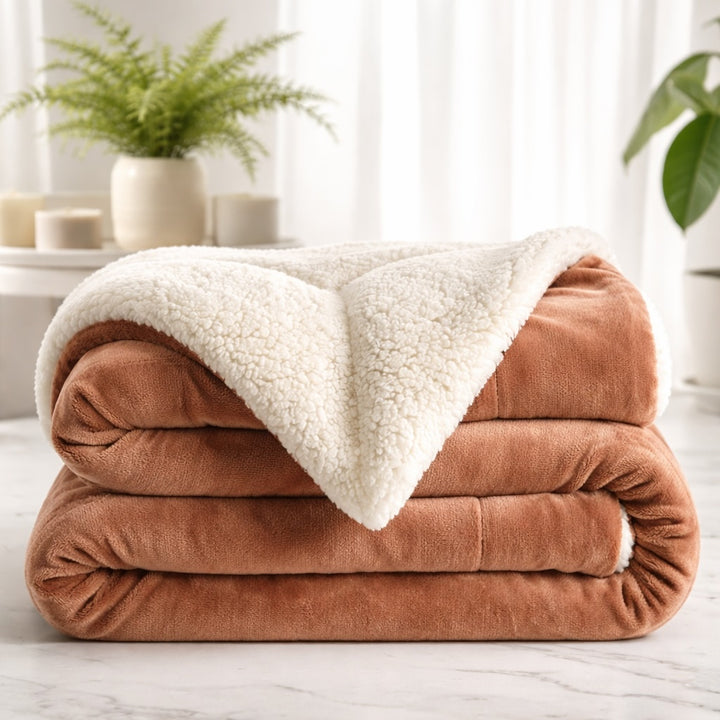 Reversible Sherpa Fleece Throw Blanket Large Soft Fluffy Warm for All Seasons Indoor Outdoor Use