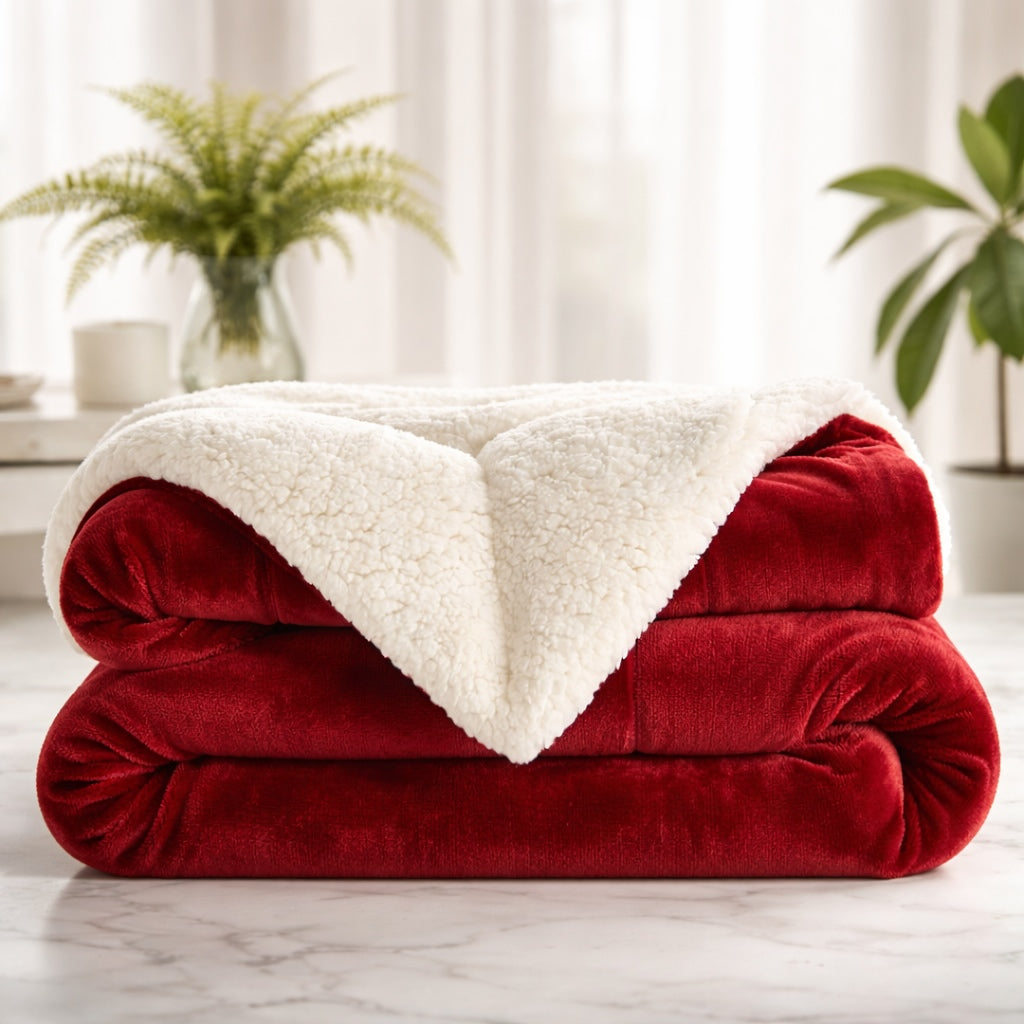 Reversible Sherpa Fleece Throw Blanket Large Soft Fluffy Warm for All Seasons Indoor Outdoor Use