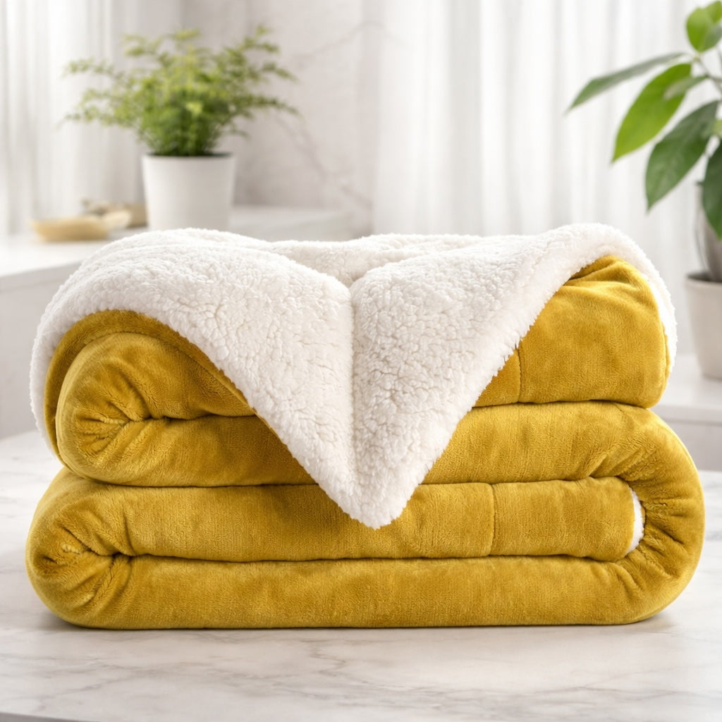 Reversible Sherpa Fleece Throw Blanket Large Soft Fluffy Warm for All Seasons Indoor Outdoor Use