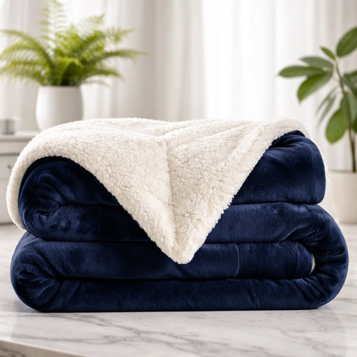 Reversible Sherpa Fleece Throw Blanket Large Soft Fluffy Warm for All Seasons Indoor Outdoor Use