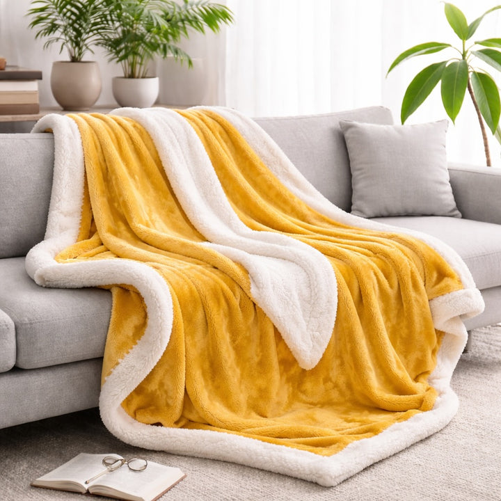 Reversible Sherpa Fleece Throw Blanket Large Soft Fluffy Warm for All Seasons Indoor Outdoor Use