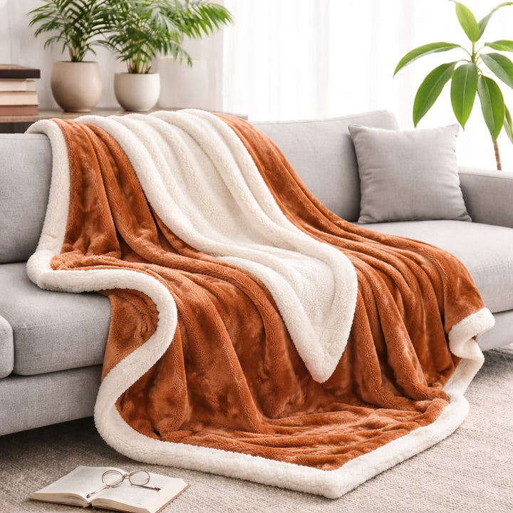 Reversible Sherpa Fleece Throw Blanket Large Soft Fluffy Warm for All Seasons Indoor Outdoor Use