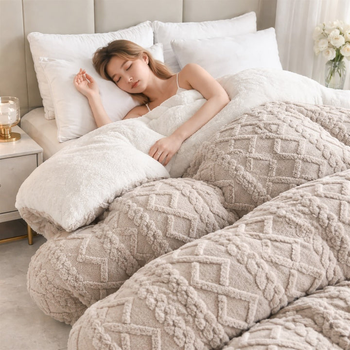 Thick Weighted Blanket for Anxiety Soft Cashmere Fleece Adjustable Warmth Portable Comforter