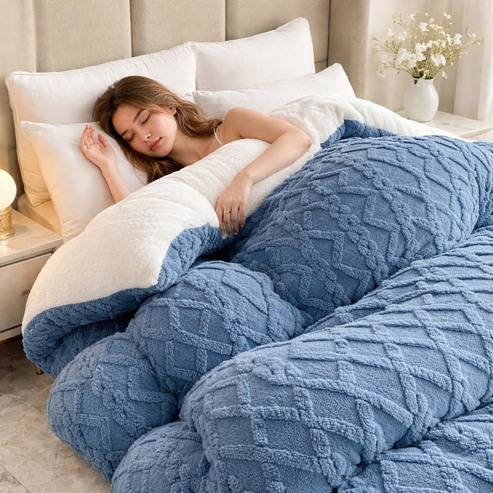 Thick Weighted Blanket for Anxiety Soft Cashmere Fleece Adjustable Warmth Portable Comforter