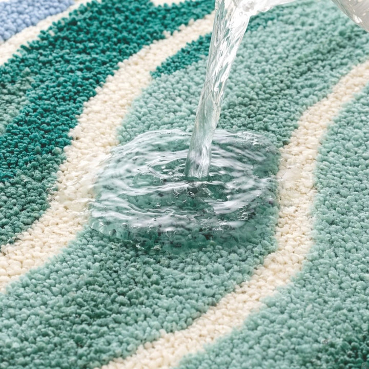 Modern Wavy Bath Mat Microfiber Non-Slip Absorbent Bathroom Mat for Shower Entryway