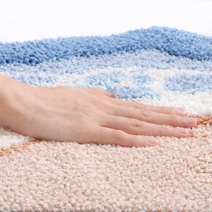 Coastal Bath Mat Non-Slip Flocking Material for Absorbency and Comfort Bathroom Rugs