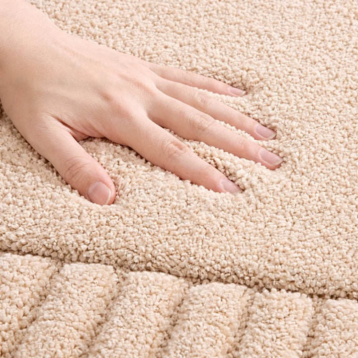 Modern Stripe Bath Mat Soft Flocked Surface Non Slip Quick Drying for Bathroom Kitchen