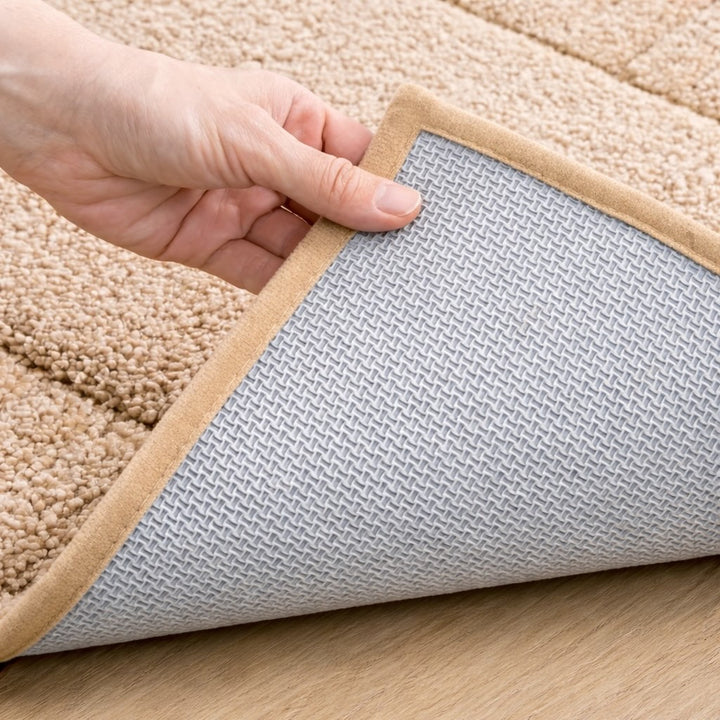 Modern Stripe Bath Mat Soft Flocked Surface Non Slip Quick Drying for Bathroom Kitchen