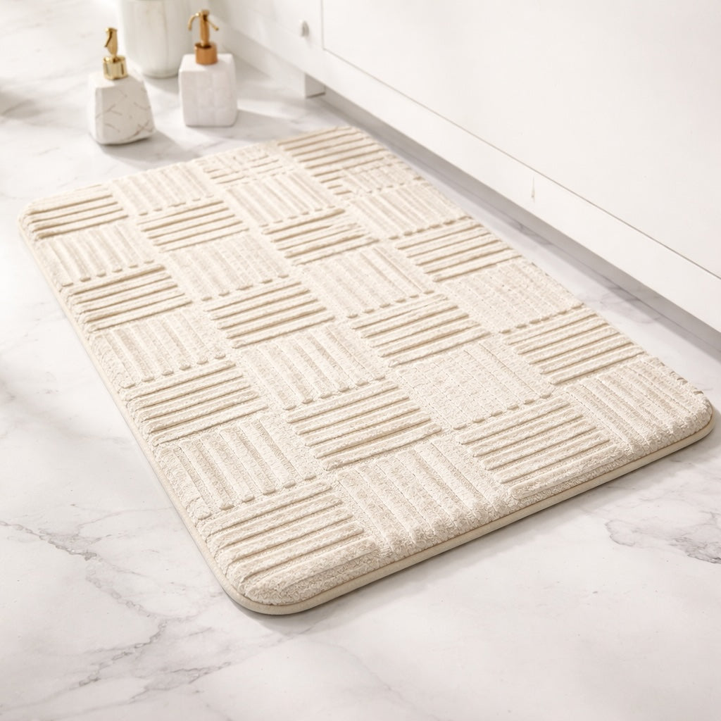 Modern Non-Slip Bath Mat Thick Microfibre Water-Resistant Bathroom Rug for Enhanced Safety