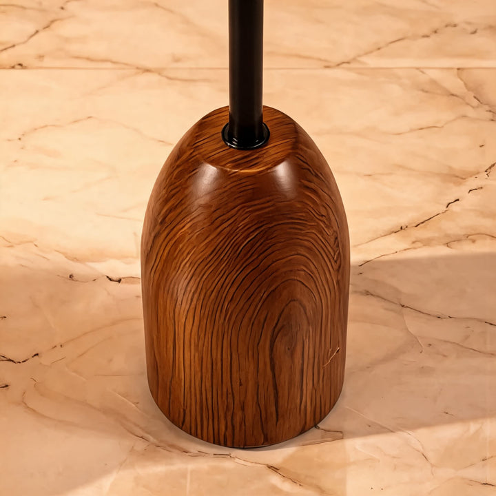 Modern Floor Lamp Adjustable Height Natural Raffia Shade Walnut Base Dimmable Ambient Light