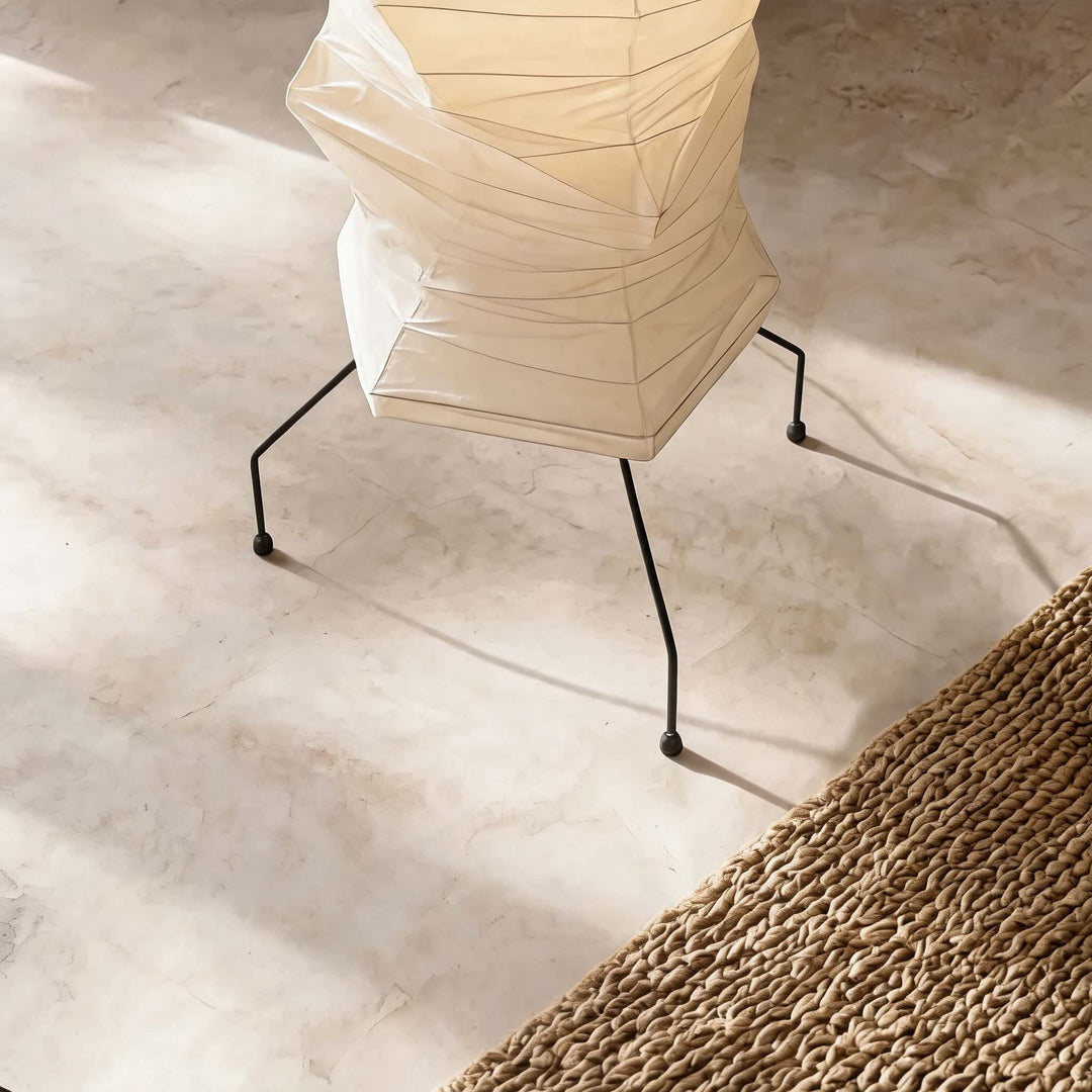 Modern Black Floor Lamp with Adjustable Design and Washi Paper Shade for LED Bulbs
