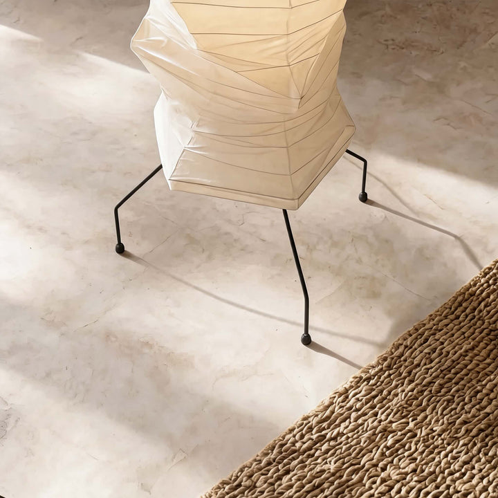 Modern Black Floor Lamp with Adjustable Design and Washi Paper Shade for LED Bulbs