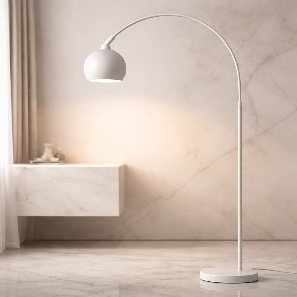 Modern Adjustable Black Floor Lamp with LED Lighting in Metal Construction