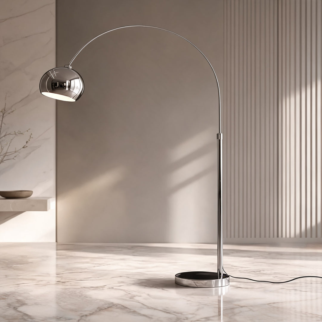 Modern Adjustable Black Floor Lamp with LED Lighting in Metal Construction