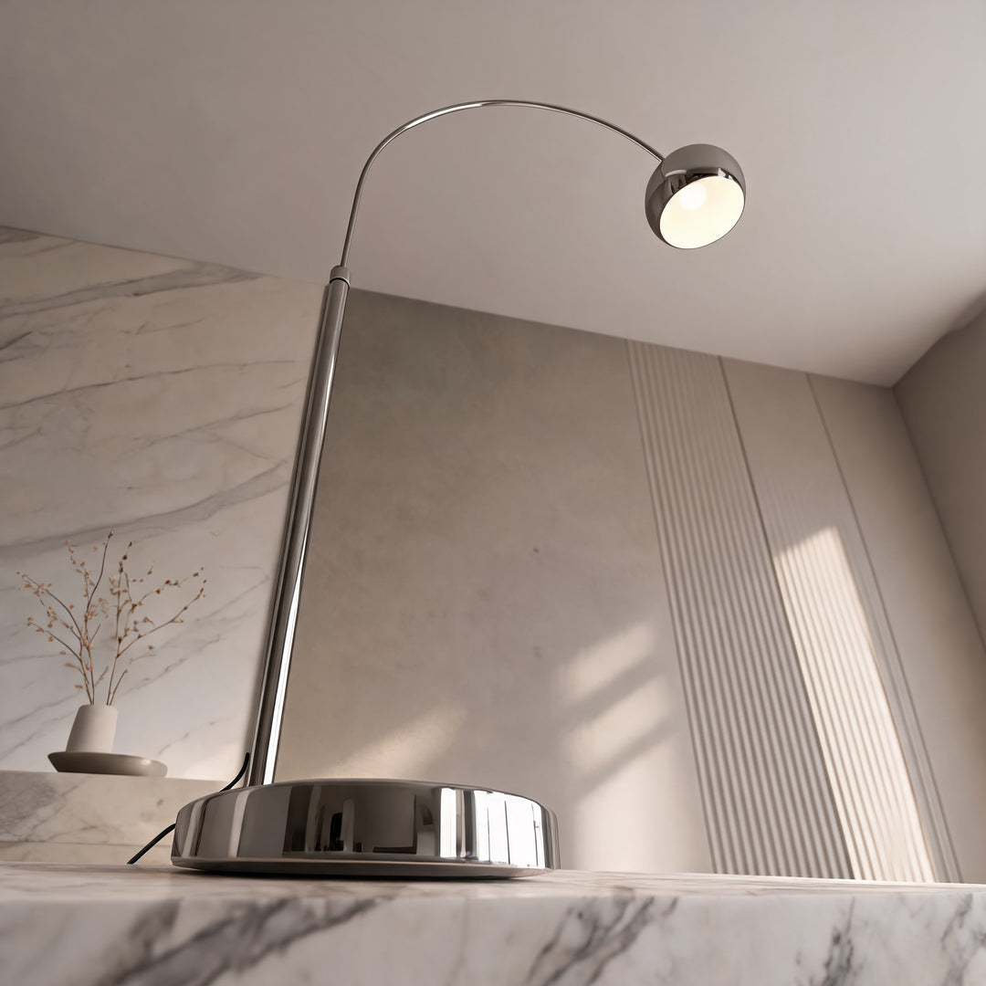 Modern Adjustable Black Floor Lamp with LED Lighting in Metal Construction