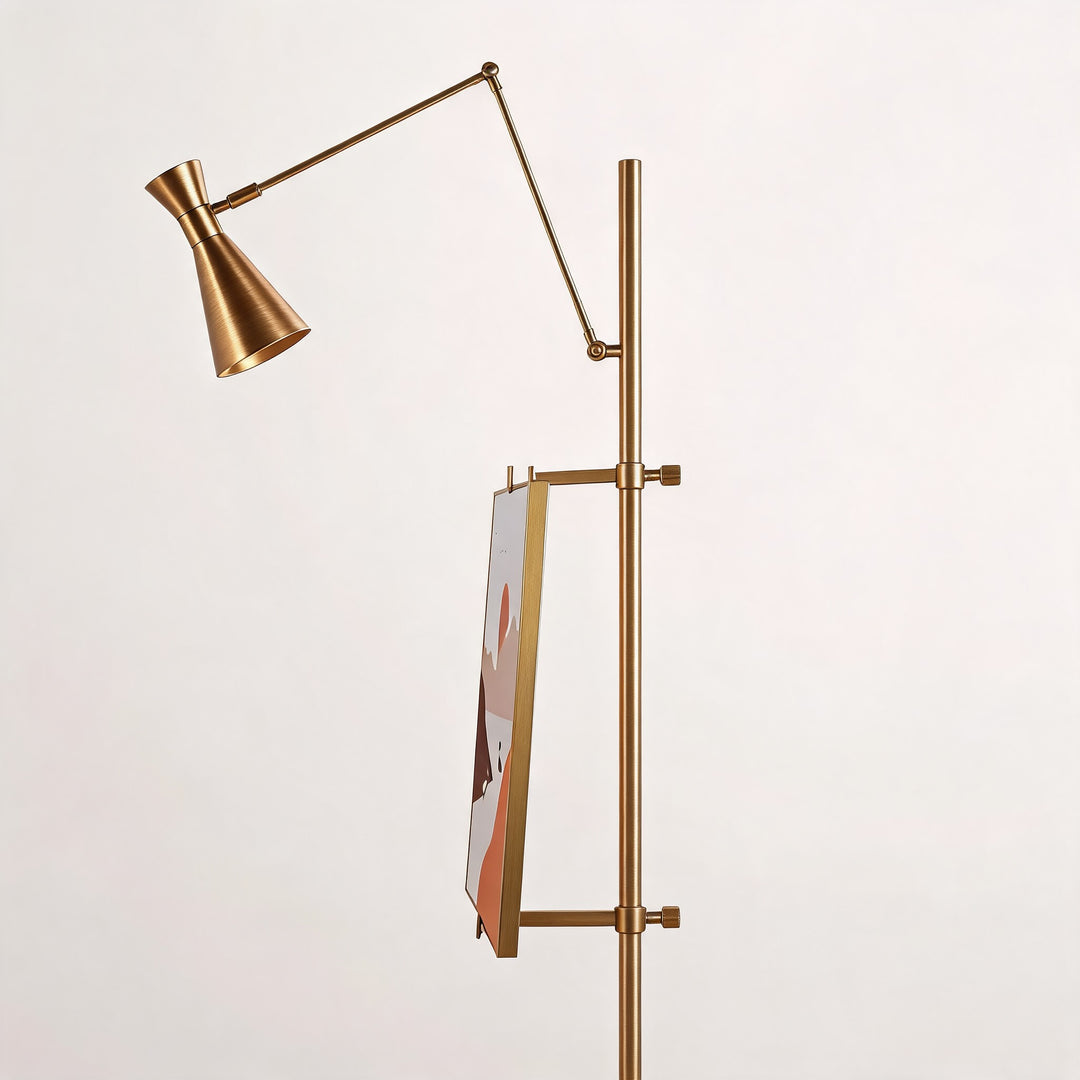 Modern Floor Lamp with Gold Metal Finish and White Marble Base for Living Room Lighting