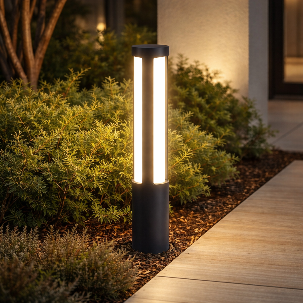 Modern Cylindrical Bollard Light Outdoor LED Waterproof Aluminum 3000K For Pathway Illumination